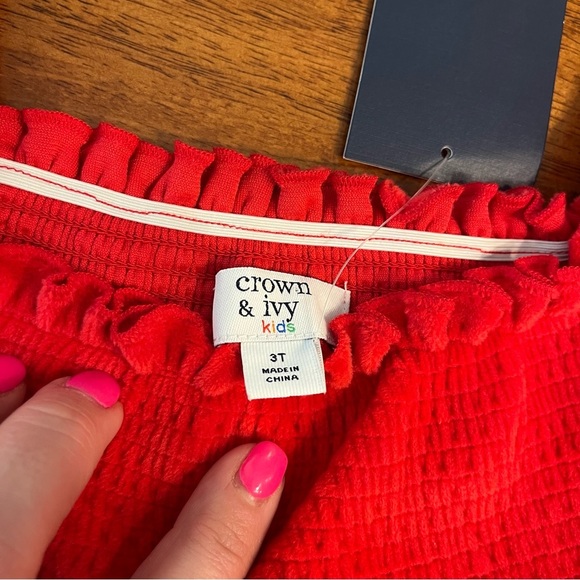 NWT Crown & Ivy Red velvet dress size 3T - Picture 2 of 6